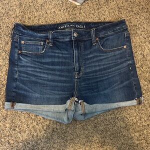 American Eagle Outfitters Indigo Roll-Cuff Denim High Rise Shorts